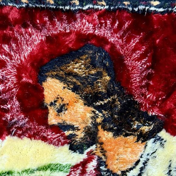 VTG 1970s Jesus The Good Shepherd Christian Tapestry Rug Wall Hanging 43”x 20” - Picture 5 of 16